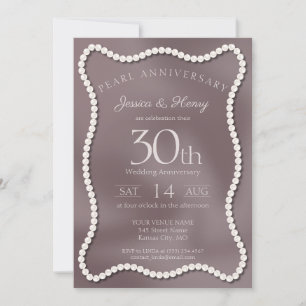 Invitation Élégante Photo de 30e Anniversaire de Mariage Perl