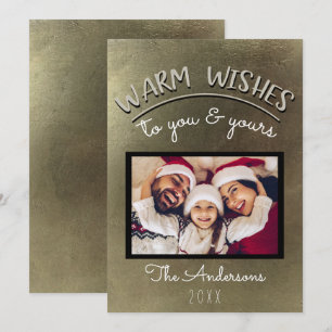 Invitation Élégante Photo de Noël de Fêtes Minimal Or