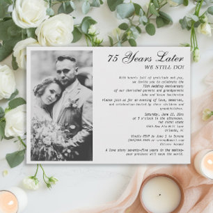 Invitation Élégante photo officielle du Mariage du 75e annive