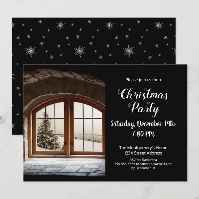Invitation Élégante photo personnalisée Fête de Noël Invitati (Devant / Derrière)