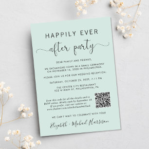 Invitation Elégante Photo QR Code Mint Mariage Réception