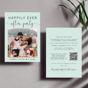 Invitation Elégante Photo QR Code Mint Mariage Réception