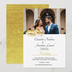 Invitation Elégante Photo Simple Gold Couleur Mariage Inviter