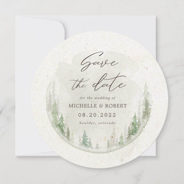 Invitation élégante pinède rustique photo Save the Date Card (Devant)