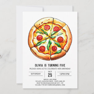 Invitation Elégante pizza imprimable Anniversaire