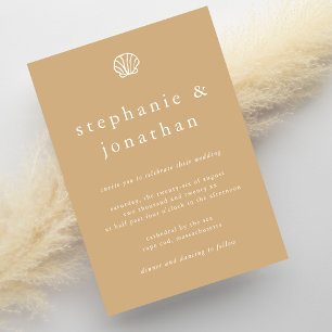 Invitation Elégante plage côtière sable Beige minimaliste Mar
