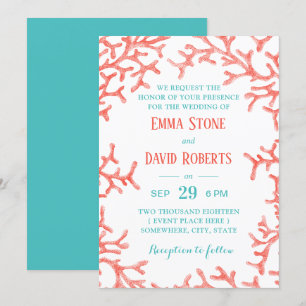 Invitation Elégante plage de Coral Reef Tropical Mariage