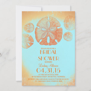 Invitation Elégante plage de sable vintage dollar douche nupt