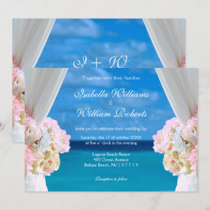 Invitation Elégante plage Floral Océan Mariage d'été Porte