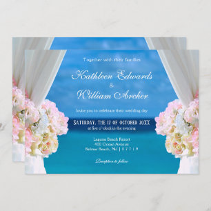 Invitation Elégante plage Floral Océan Mariage d'été Porte