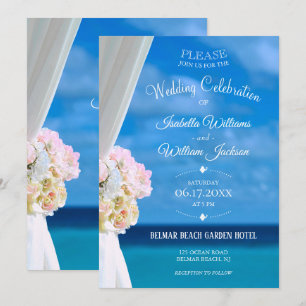 Invitation Elégante Plage Florale Mariage d'été Célébration