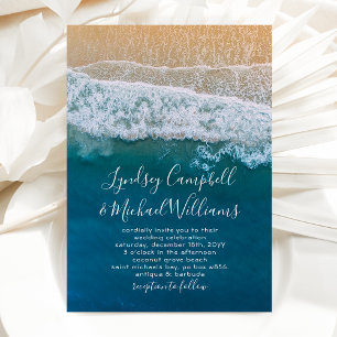 Invitation Elégante plage Mariage bleu océan