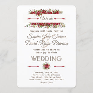 Invitation Elégante poinsététie d'hiver Fleurs de mariage Inv