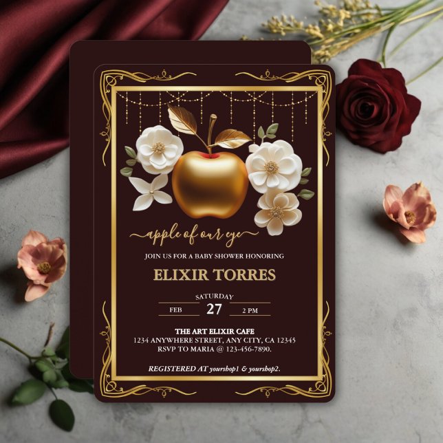 Invitation Élégante Pomme d'or de notre Baby shower oculaire (Créateur téléchargé)