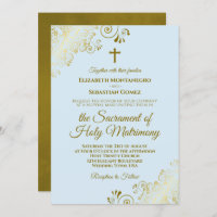 Élégante Poudre Bleu & Or Mariage catholique moder