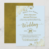 Élégante poudre Mariage bleu et or Livestream