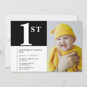 Invitation élégante pour 1er anniversaire Photo No