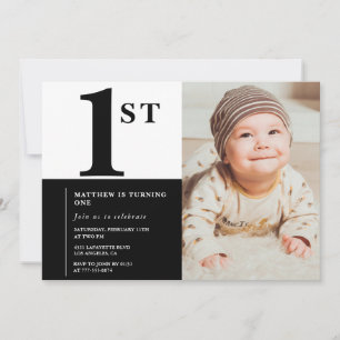 Invitation élégante pour 1er anniversaire Photo No
