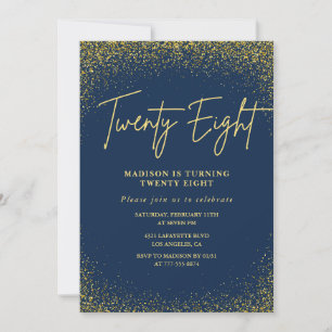 Invitation élégante pour 28ème anniversaire Paille