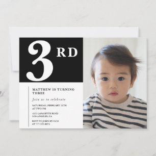 Invitation élégante pour 3ème anniversaire Photo G