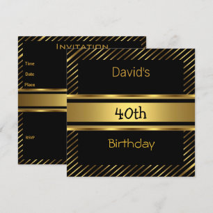 Invitation élégante pour 40 ans avec rayure noire 