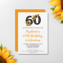 Invitation élégante pour 60 ans avec Tournesol
