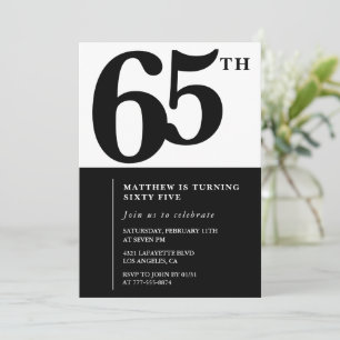Invitation élégante pour 65e anniversaire Black Ch