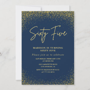 Invitation élégante pour 65e anniversaire Or Navy