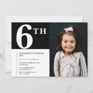 Invitation élégante pour 6ème anniversaire Photo C