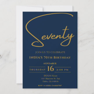 Invitation élégante pour 70 ans avec bleu marine e