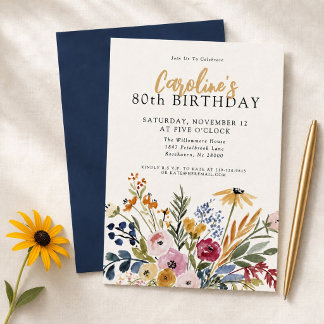 Invitation élégante pour 80e anniversaire avec fle