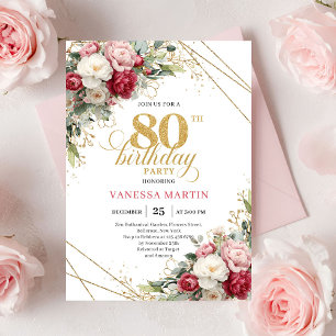 Invitation élégante pour 80ème anniversaire avec t