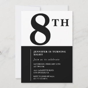 Invitation élégante pour 8ème anniversaire Fille c