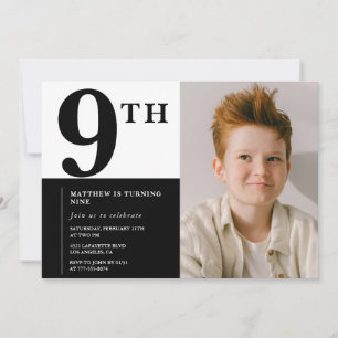 Invitation élégante pour 9 ans Black Chic Moderne