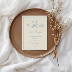 Invitation élégante pour Baby Shower avec un ours 