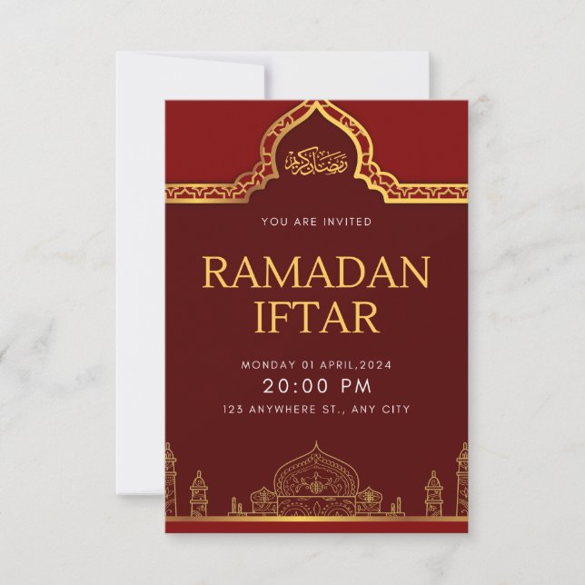 Invitation élégante pour Iftar de Ramadan | Islami (Devant)