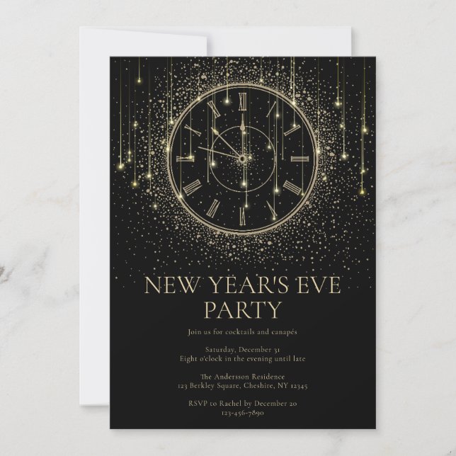 Invitation élégante pour la soirée du Nouvel An (Devant)