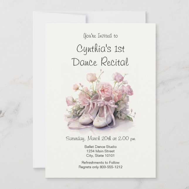 Invitation élégante pour le 1er Récital de Danse d (Devant)
