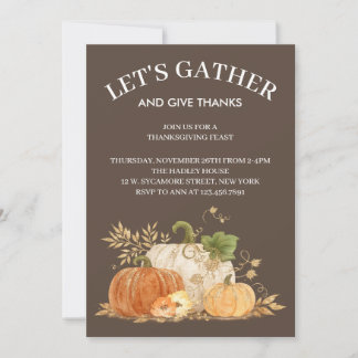Invitation élégante pour le dîner de Thanksgiving