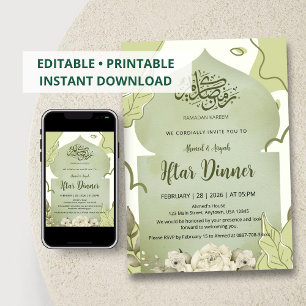 Invitation élégante pour le dîner Iftar aux fleurs