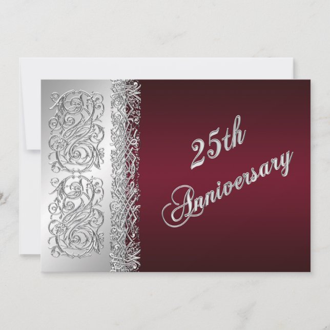 Invitation élégante pour les 25 ans de mariage, Bu (Devant)