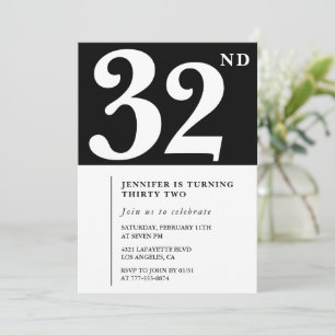 Invitation élégante pour les 32 ans d'une fille Ch