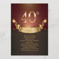 Invitation élégante pour les 40 ans de mariage