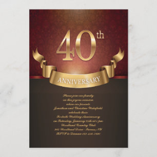 Invitation élégante pour les 40 ans de mariage