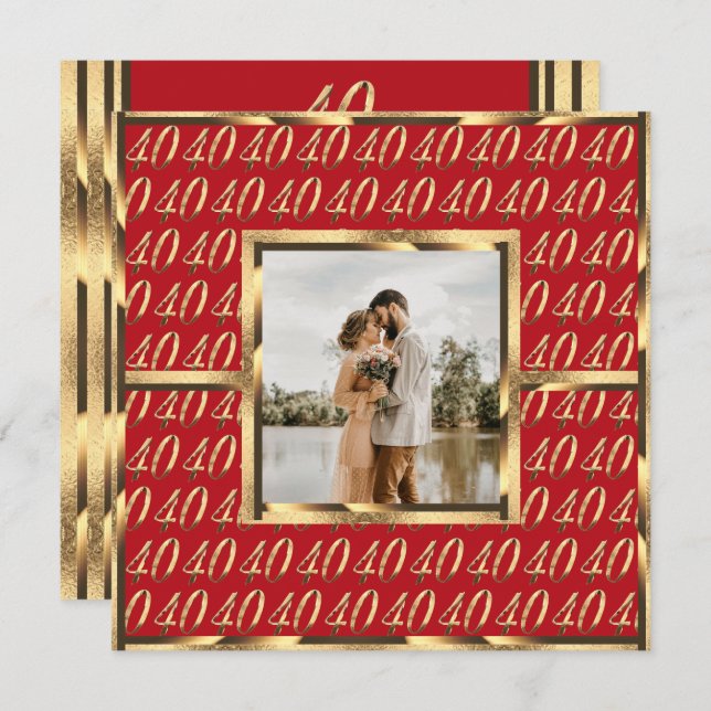 Invitation élégante pour les 40 ans de mariage, an (Devant / Derrière)