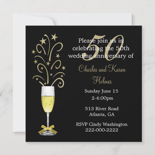 Invitation élégante pour les 50 ans de mariage (Devant)