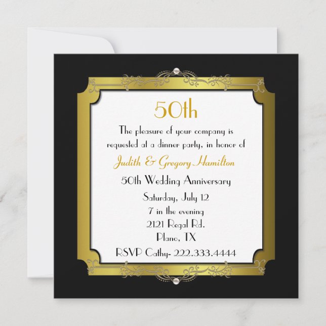 Invitation élégante pour les 50 ans de mariage (Devant)