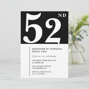 Invitation élégante pour les 52 ans d'une femme Ch