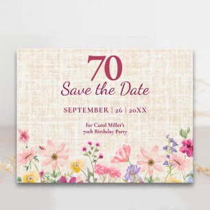 Invitation élégante pour les 70 ans avec motif flo