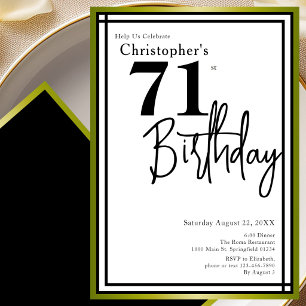 Invitation élégante pour les 71 ans en noir et or